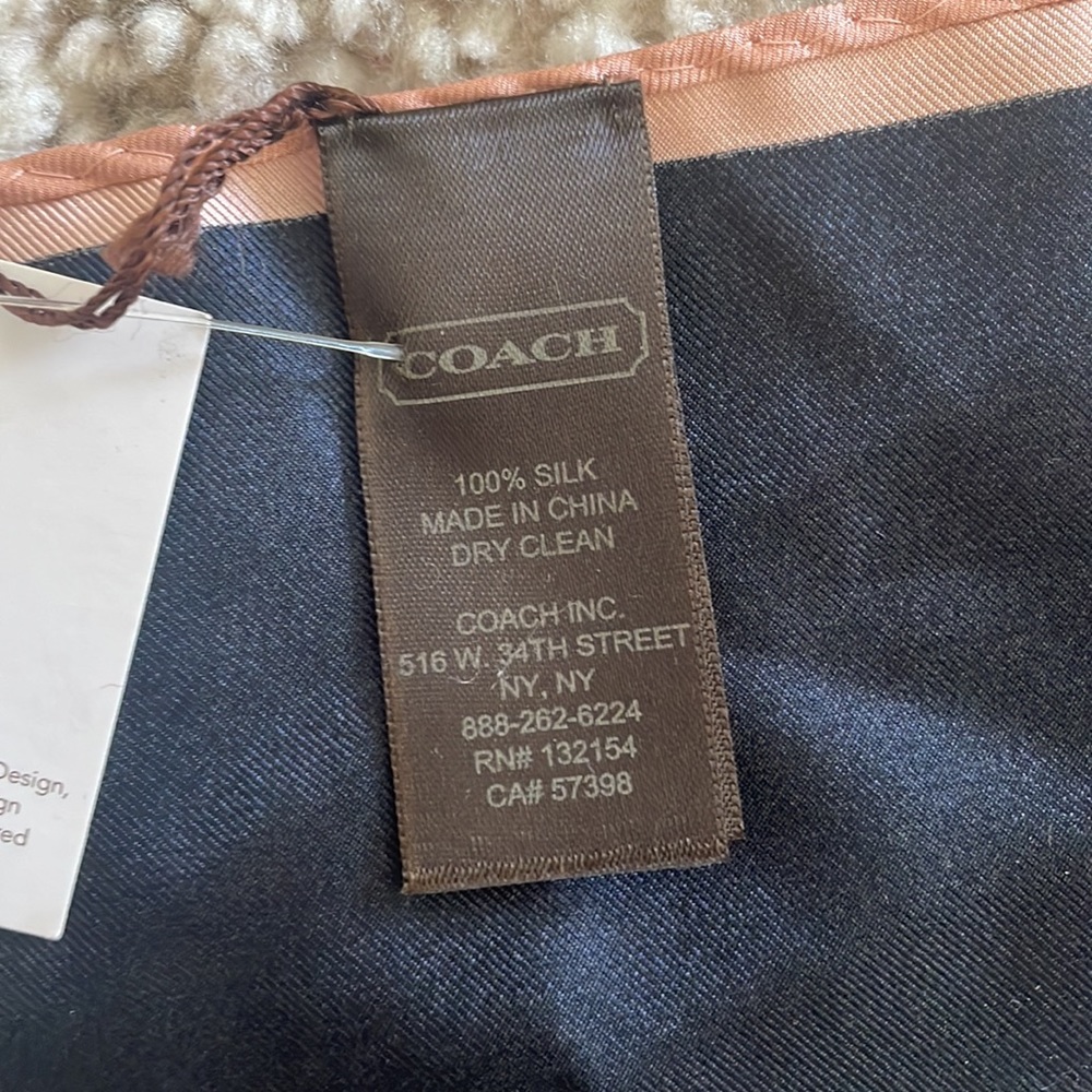 Coach blank white pink silk scarf 32x32 inches nwt - Picture 5 of 5